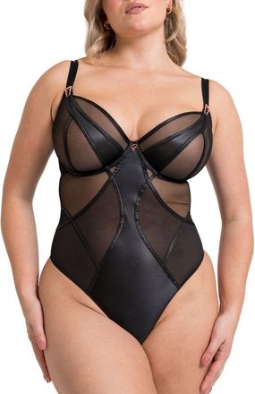 Curvy Kate Womens Suspense Plunge Bodysuit - Black Polyamide - Size 42G