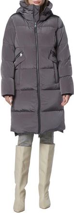 Andrew Marc Palma Shimmer Water Resistant Hooded Down Puffer Jacket in Pavement at Nordstrom, Size X-Small