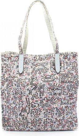 Coach Blue Multi-Color Canvas Leather Handbag Tote Bag (Pre-Owned)