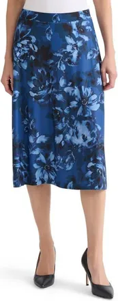 Kasper Floral Print Knit Skirt in Blue Night Multi at Nordstrom, Size X-Large
