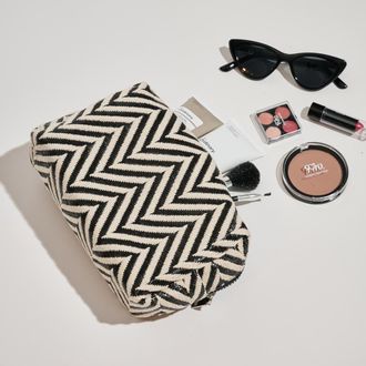Urban Expression Chevron Chic Cosmetic & Travel Organizer Pouch in Black White at Nordstrom