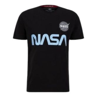 Alpha Industries Reflecterend Nasa Print T-Shirt - Heren - T-shirts - Zwart - L - Katoen - Tops