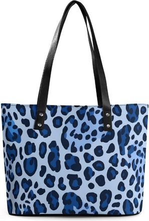 Generic Blue Leopard Print Tote Bags for Women Cute Shoulder Purses Handbags