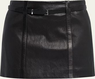 Frame Denim The Leather Belt Mini Skirt
