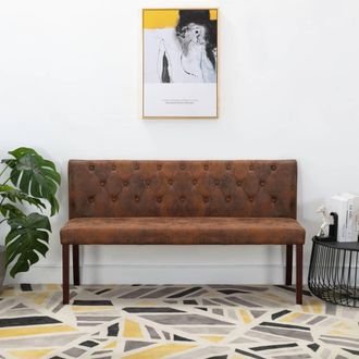 vidaXL Vidaxl - Banco De Piel De Ante Artificial Marr&oacute;n 148,5 Cm