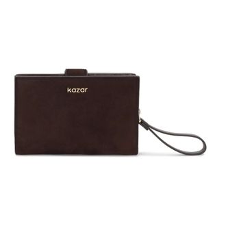 Kazar Accessoires, Dames, Bruin, ONE Size, Su&egrave;de, Portemonnee van su&egrave;de in twee delen met rits en drukknoop