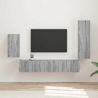 vidaXL Conjunto De Mueble De Tv 4 Pcs Gris Sonoma Madera De Ingenier&iacute;a Vidaxl