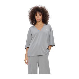 ALIX The Label Alix The Label - Gebreide Scuba V-hals Top - Dames - Tops - Grijs - Maat: XL