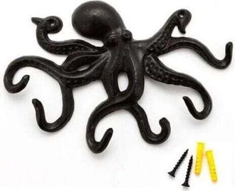 OEM Brazos - Gancho De Pared Con Forma De Pulpo Negro, Gancho De Pared De Dise&ntilde;o, Perchero De Pared De Dise&ntilde;o R&uacute;stico, Perchero Resistente