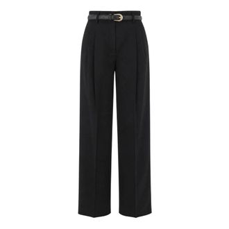 Max Mara Cocco Wijde Broek - Dames - Wijde Broeken - Zwart - 2XS - Wol - Broeken