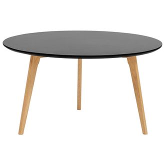 Beliani Mesa De Centro Redonda Negra Con Tablero De Madera Maciza Con Patas Tr&iacute;pode Estilo Moderno Contempor&aacute;neo Tennessee