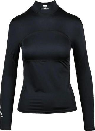 Balenciaga Tops, Dames, Zwart, S, Tweed, Maglia in Lycra Stretch