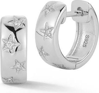Glaze Jewelry Bold Star Cubic Zirconia Huggie Hoop Earrings in Silver at Nordstrom Rack