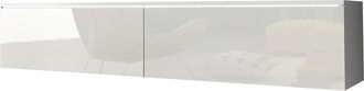 Mirjan24 Mueble Tv Scientia, Blanco + Blanco Brillante, N&uacute;mero De Puertas: 2, N&uacute;mero De Cajones: 0, 140x30x33cm, Led
