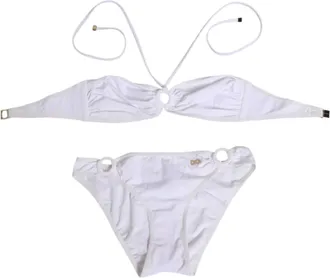 Dolce & Gabbana Womens White Logo Swimsuit 2 Piece Top Bottom Swimwear 25+pa