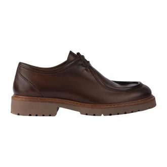 Exton Bruine Leren Veterschoenen - Heren - Veterschoenen - Bruin - 40 EU - Leer - Schoenen