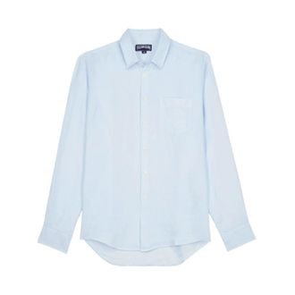 Vilebrequin Heren Linnen Overhemd Effen - Heren - Casual Overhemden - Blauw - L - Linnen - Overhemden