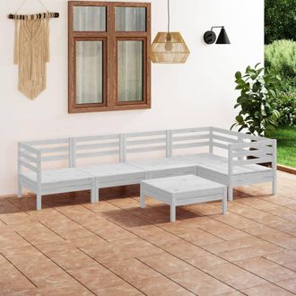vidaXL Juego De Muebles De Jard&iacute;n 6 Piezas Madera Maciza Pino Blanco Vidaxl