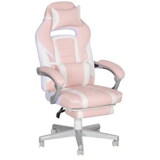 OEM Silla Gamer Reclinable Con Altura Ajustable Reposapi&eacute;s Retr&aacute;ctil Soporte Lumbar Y Reposacabezas Desmontable Rosa