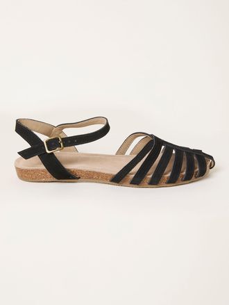 Fat Face FatFace Posy Black Leather Dainty Fisherman Sandal