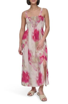 DKNY Print Rumple Voile Sleeveless Maxi Dress in May Watercolor at Nordstrom, Size X-Large