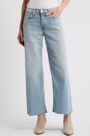 Re/Done High Waist Raw Hem Wide Leg Crop Jeans in Undertow at Nordstrom Rack, Size 32