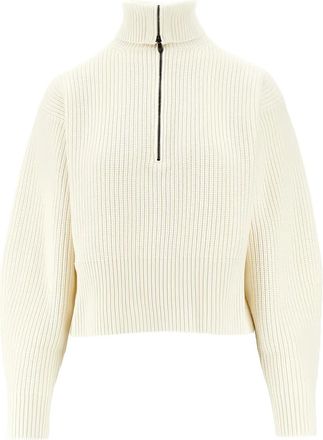 Max Mara Maglione con mezza zip - Bianco