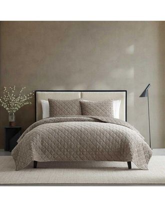 Vera Wang Crushed Velvet Solid Quilt Set