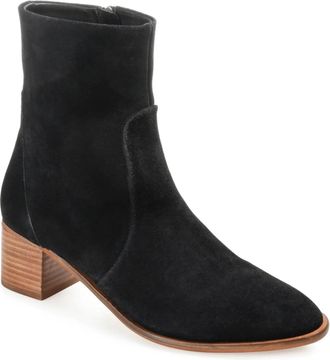 Journee Collection Airly Boot Women Black Almond Toe Block Heel Bootie ZOGG1905