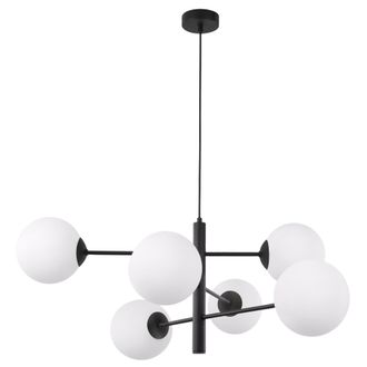 OEM L&aacute;mpara Colgante Vicenza Negra 6 Pantallas Planas Blancas E14