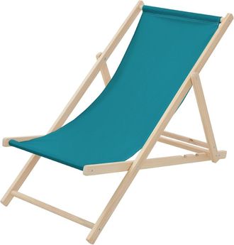 ECD Germany Silla de playa de madera, azul petr&oacute;leo plegable con respaldo