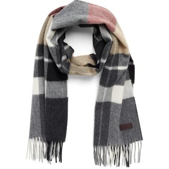 Hickey Freeman Plaid Print Cashmere Scarf in Bordeaux/cream at Nordstrom Rack