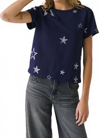 Chaser All Over Distressed Stars Tee In Blue