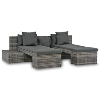 vidaXL Vidaxl - Set Divani da Giardino 4 pz con Cuscini in Polyrattan Grigio