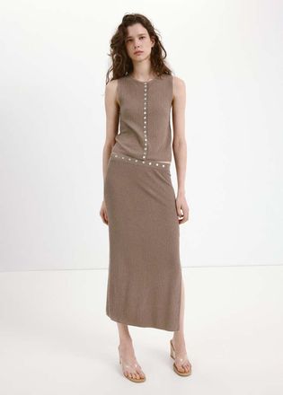 Mango Top liscio bottoni marrone medio - Donna - XXS - MANGO