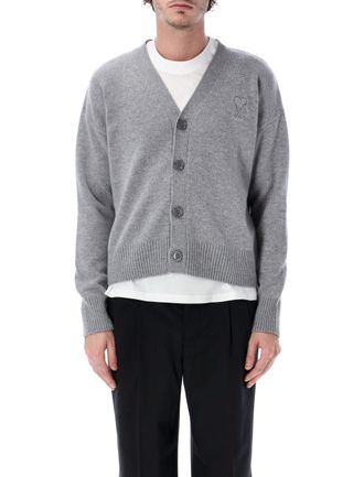 Ami Grey Adc V-Neck Knit Cardigan