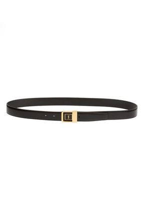 Saint Laurent Monogram Buckle Leather Belt in Nero/Nero at Nordstrom, Size 100