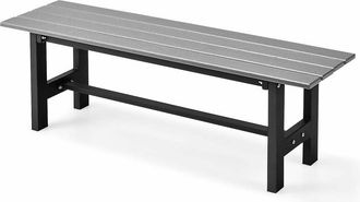 Costway Panchina da Esterno con Sedile HDPE, Panca da Giardino con Telaio in Metallo Verniciato a Polvere, Panchina da Giardino, Parco e Balcone