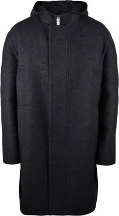 Givenchy Wollen Zijde Kasjmier Jas met Capuchon - Heren - Mantel - Grijs - L - Wol - Jassen