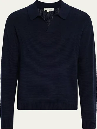 Frame Denim Mens Knit Wool and Cashmere Johnny Collar Sweater