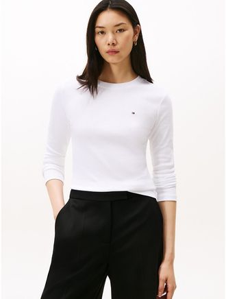 Tommy Hilfiger Womens Long-Sleeve Crewneck Favorite T-Shirt - White - XXL