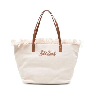 Saint Barth Tote Bags, female, Beige, Size: ONE SIZE City Bag Fringe