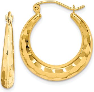 Diamond2Deal 10k Gold Polished & Diamond Cut Fancy Hoop Earrings
