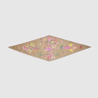 Gucci Printed GG Silk Twill Diamond Scarf, Pink, Silk