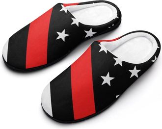 Generic Firefighter Flag Funny Mens Cotton Slippers Soft Non-Slip Rubber Sole House Slipper Indoor Outdoor