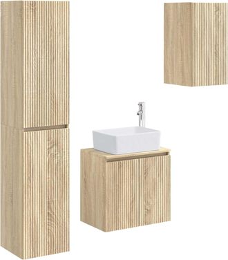 vidaXL Juego De Muebles De Ba&ntilde;o 3 Uds. Roble Sonoma 33 X 34,5 X 160 Cm Vidaxl