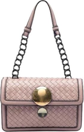 Bottega Veneta Pre-owned Geweven Nappa Leren Schoudertas - Dames - Vintage Schoudertas - Bruin - ONE Size - Leer - Vintage