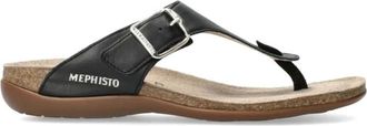 Mephisto Zwarte damessandaal Alinda collectie - Dames - Slippers - Zwart - 35 EU - Leer - Schoenen