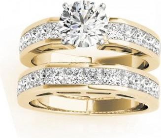 Allurez Diamond Princess-cut Channel Bridal Set 14k Yellow Gold 2.20ct