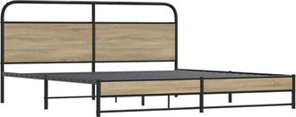 vidaXL Vidaxl - Estructura de cama sin colchón metal roble ahumado 200x200 cm